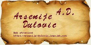 Arsenije Dulović vizit kartica